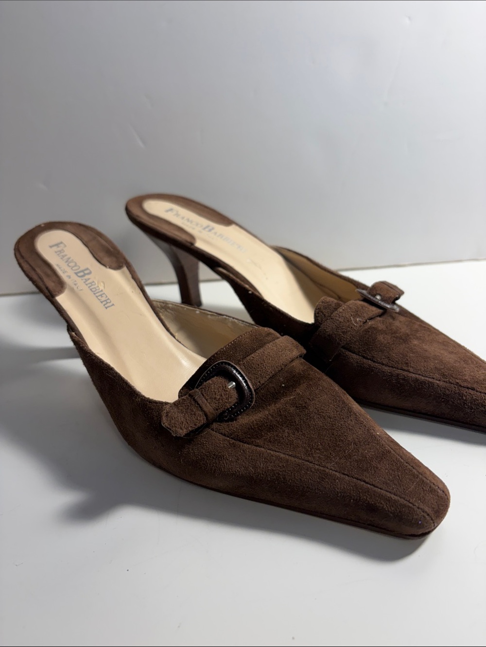 Brown Suede Pointed Toe Mule